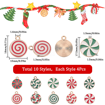 Wholesale SUNNYCLUE 40Pcs 10 Style Christmas Themed Alloy Enamel Pendants 