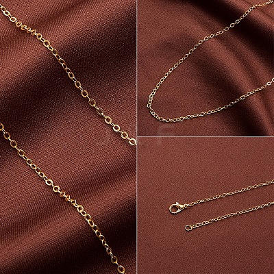 Brass Cable Chains Necklace Making MAK-PH0002-08-1