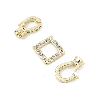 Brass Micro Pave Clear Cubic Zirconia Fold Over Clasps LS-KK-U059-18G-1