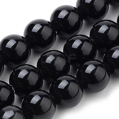 Natural Black Onyx Beads Strands X-G-S259-19-6mm-1