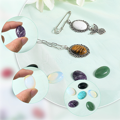 32Pcs 16 Styles Natural & Synthetic Mixed Gemstone Cabochons G-SP0001-39-1