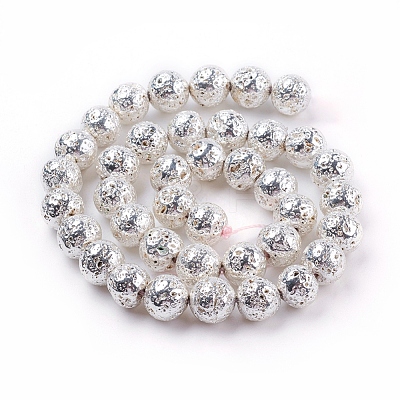 Electroplated Natural Lava Rock Bead Strands G-E429-01-12mm-S-1