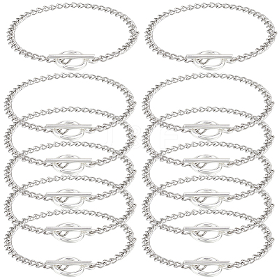12Pcs 304 Stainless Steel Twisted Curb Chains Bracelets BJEW-SC0001-61P-1