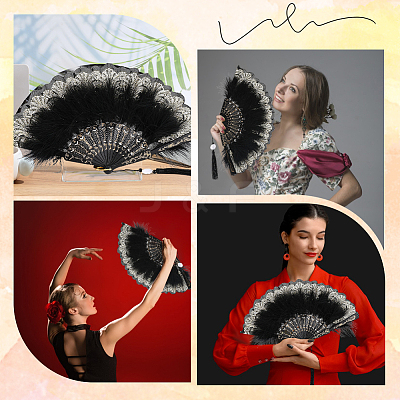 Plastic & Feather Fan Staves Design AJEW-WH20064-47A-1