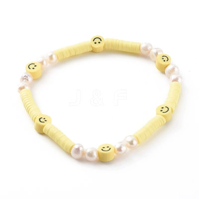Handmade Polymer Clay Heishi Beaded Stretch Bracelets BJEW-JB06143-1