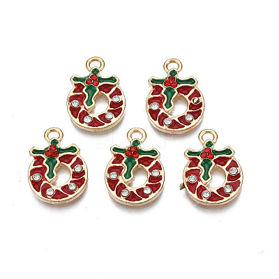 Rack Plating Alloy Enamel Pendants X-ENAM-N055-152-1