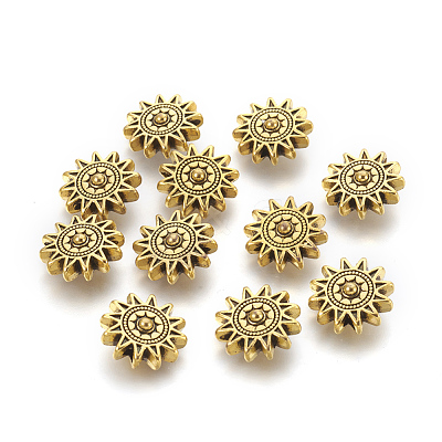 Tibetan Style Alloy Sun Beads TIBEP-GC188-AG-RS-1