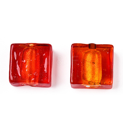 Handmade Silver Foil Lampwork Beads FOIL-S006-12x12mm-01-1