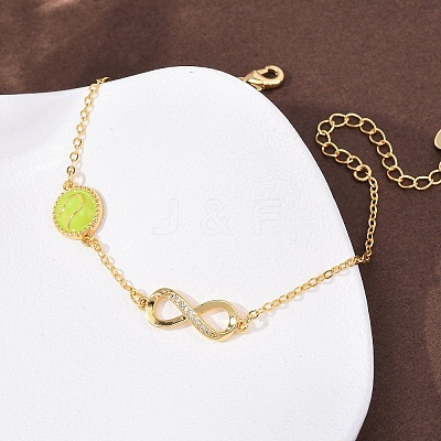 Sports Brass Micro Pave Cubic Zirconia Infinity Link Bracelets LS-BJEW-D386-01A-G-1
