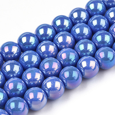 Electroplate Opaque Glass Beads Strands GLAA-T032-P6mm-AB11-1