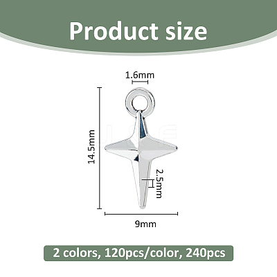 240Pcs 2 Colors Alloy Pendants FIND-FH0011-68-1