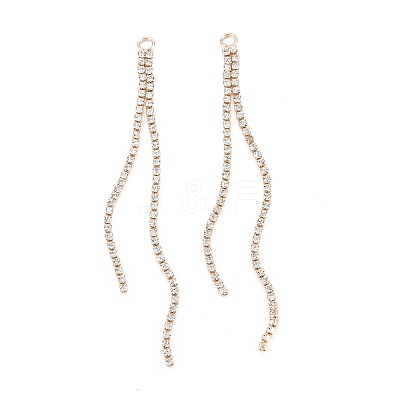 Brass Micro Pave Clear Cubic Zirconia Tassel Pendants X-KK-D063-01G-1