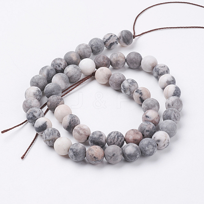 Natural Pink Zebra Jasper Beads Strands G-J376-46F-8mm-1