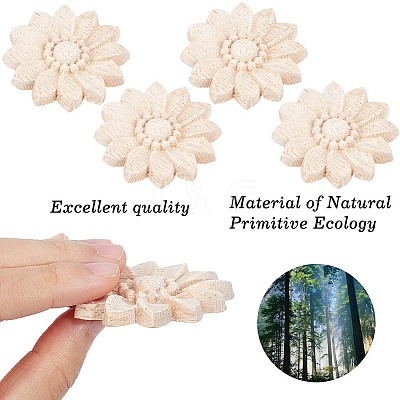 Wood Carved Onlay Applique Craft WOOD-WH0034-11B-1