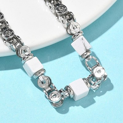 Natural Howlite Link Chain Bracelets for Women BJEW-Z148-06P-02-1