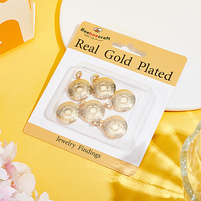 6Pcs Brass Locket Pendants KK-BBC0015-48-1
