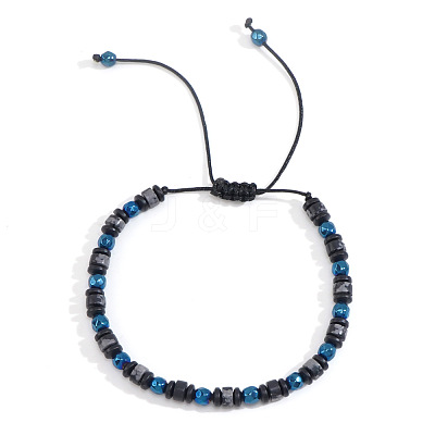 Natural Gemstone & Synthetic Non-magnetic Hematite Beads Braided Bead Bracelets YO1115-2-1