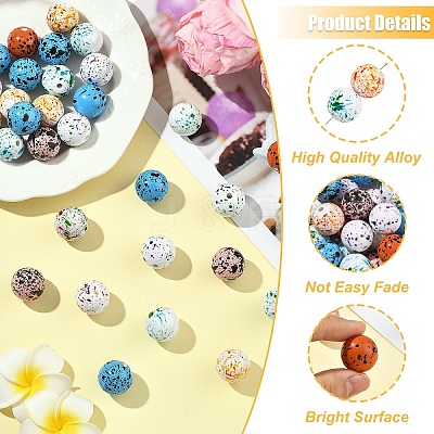 20Pcs Spray Painted Opaque Acrylic Beads ACRP-YW0001-17-1