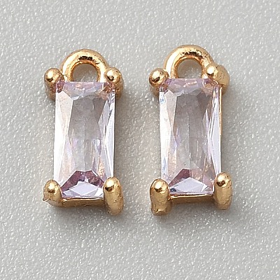 Golden Plated Brass Cubic Zirconia Charms ZIRC-WH0015-01G-09-1