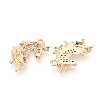 Brass Pave Clear Cubic Zirconia Pendants KK-T081-03G-1