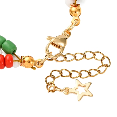 Christmas Alloy Enamel Charm Bracelets BJEW-JB12482-03-1