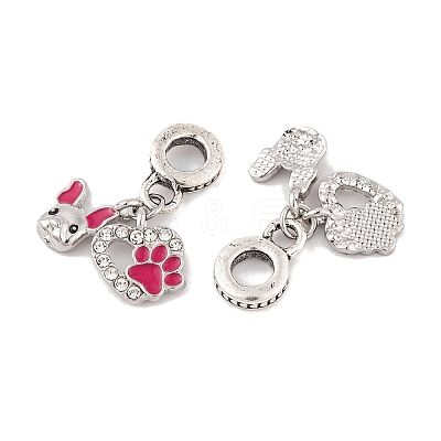 Rack Plating Alloy Crystal Rhinestone European Dangle Charms X-FIND-C055-28P-1