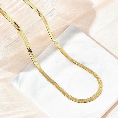 Brass Flat Snake Chain Necklaces NJEW-A042-02G-01-1