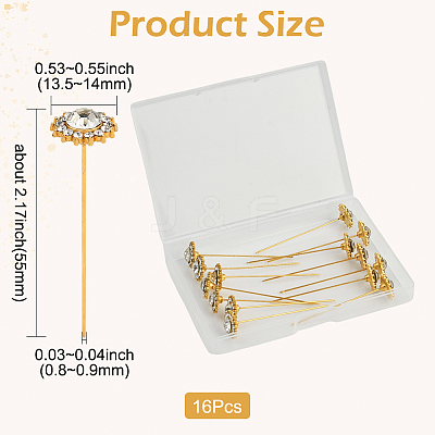 16Pcs Alloy Crystal Rhinestone Head Pins FIND-SP0004-63G-1
