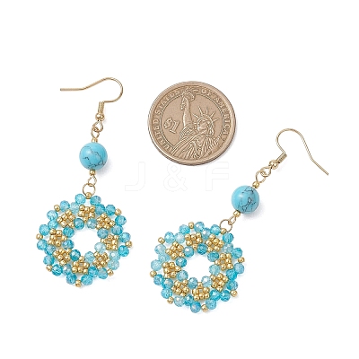 Flower Handmade Glass Seed Beads Dangle & Drop Earrings EJEW-MZ00679-03-1