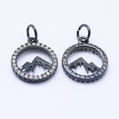 Brass Micro Pave Cubic Zirconia Pendants KK-P133-12B-NR-1
