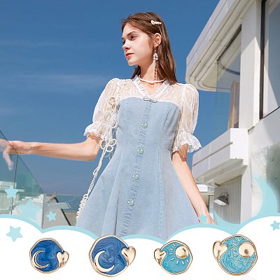 20Pcs 4 Styles 1-Hole Zinc Alloy Shank Buttons BUTT-OC0001-63-1