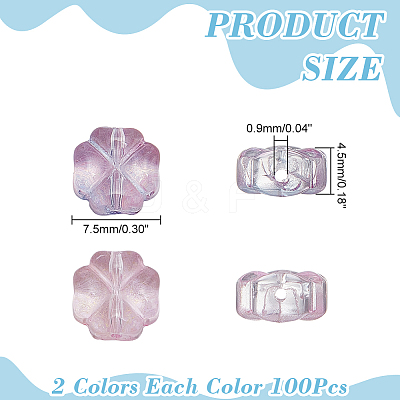 200Pcs 2 Colors Transparent Glass Beads GLAA-WR0001-16-1