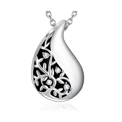 304 Stainless Steel Cremation Box Pet Memorial Pendant Cable Chain Necklace PW-WGD4062-01-1
