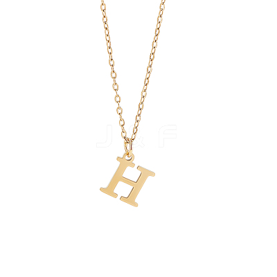 304 Stainless Steel Letter Pendant Necklaces NJEW-LP0001-53H-G-1