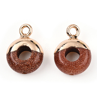 Synthetic Goldstone Flat Round/Donut Charms G-I347-02-1