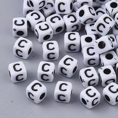 White Opaque Acrylic Beads X-MACR-R869-02C-1