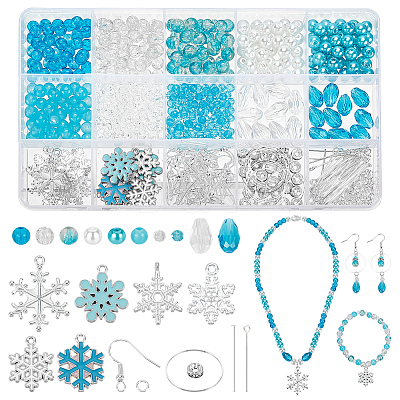 DIY Snowflake Alloy Dangle Earrings Making Kit DIY-PH0022-67-1
