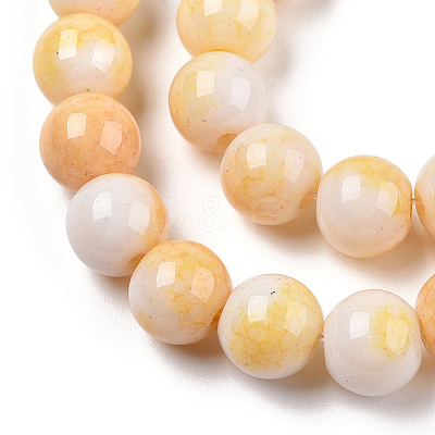 Ombre Effect Dyed Crackle Glass Round Beads Strands X1-GLAA-T031-01E-1