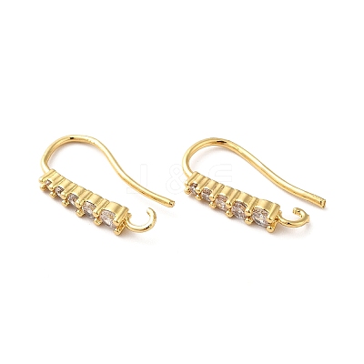Brass Micro Pave Clear Cubic Zirconia Earring Hooks ZIRC-Q201-09G-1