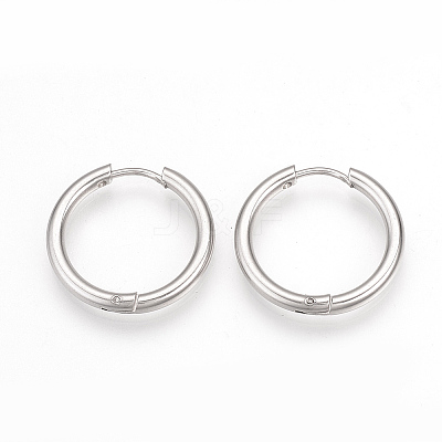 Tarnish Resistant 201 Stainless Steel Huggie Hoop Earrings X-MAK-R021-17mm-1