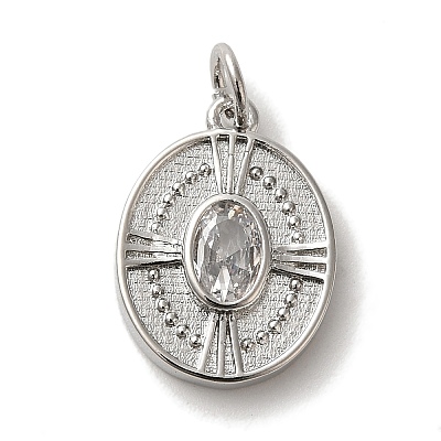 Rack Plating Brass Micro Pave Cubic Zirconia Pendant KK-U027-37P-1