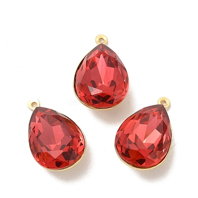 Real 18K Gold Plated Brass with Glass Pendants KK-177-22G-05-1