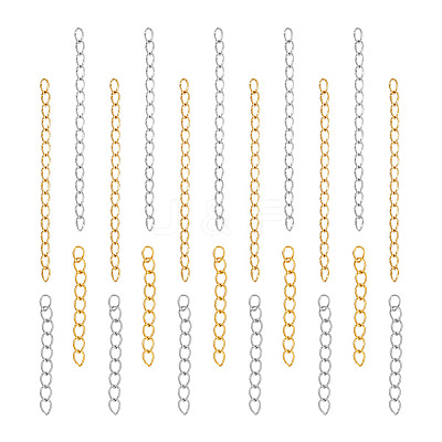 100Pcs 4 Style 304 Stainless Steel Curb Chain Extender STAS-UN0054-01-1