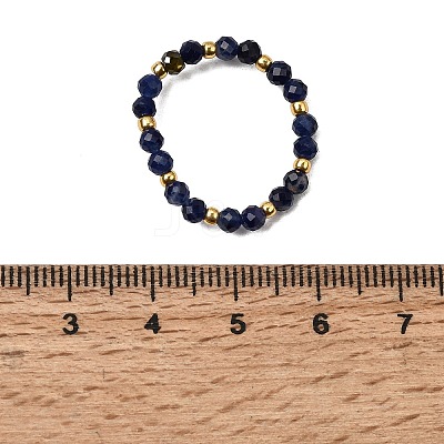 Natural Sodalite Beaded Stretch Rings for Women RJEW-JR00868-04-1