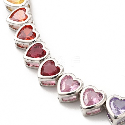 Colorful Cubic Zirconia Heart Pendant Necklace NJEW-E074-03P-1