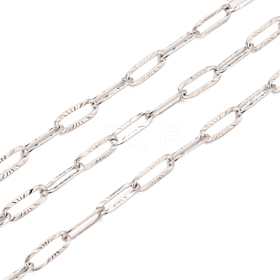 Tarnish Resistant 304 Stainless Steel Textured Paperclip Chains CHS-I009-01P-1