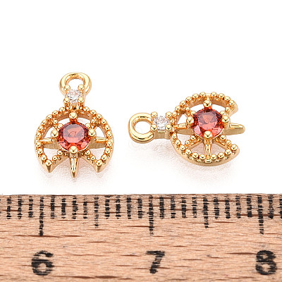 Brass Pave Cubic Zirconia Pendants KK-T074-92G-1