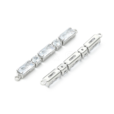 SHEGRACE Brass Pave Clear Cubic Zirconia Connector Charms XGRQ3P287-641P-1