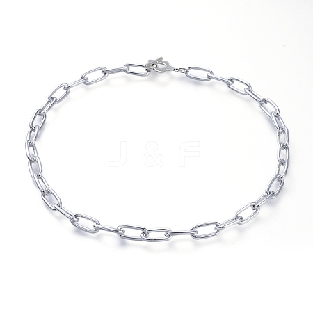 Aluminum Paperclip Chain Necklaces NJEW-JN02796-1