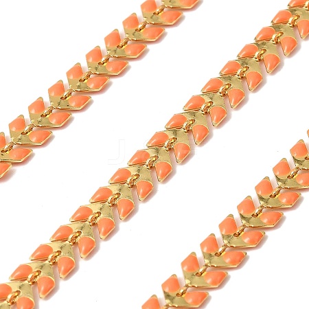 Brass Enamel Leaf Link Chains CHC-F021-02G-09-1